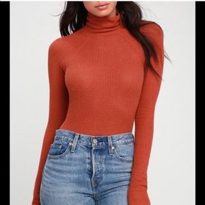 Free People All You Want Burnt Orange BodySuit